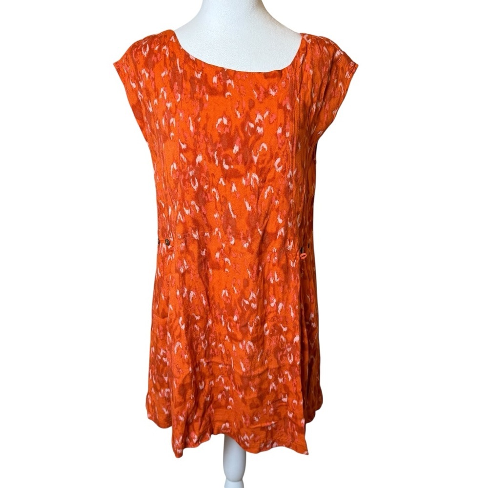 Free People Womens Fake Love Printed Mini Dress Orange Size XS Open Back Fall